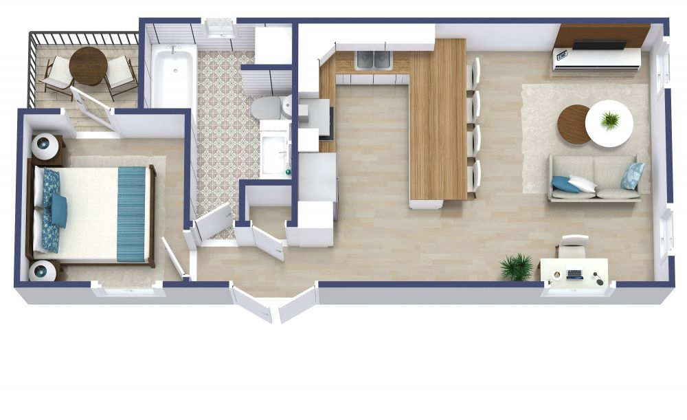 1 Bedroom Tiny House Plan - 1st Floor Bedroom Small House Plans