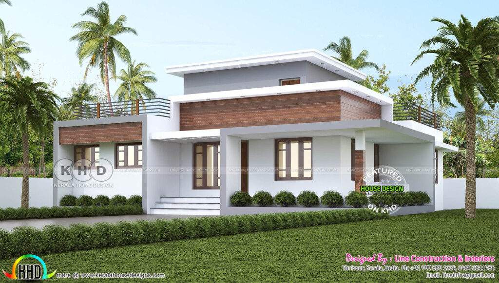 1300 Square Feet 3 Bedroom Flat Roof House Plan Single Floor Kerala  - Single Floor 3 Bedroom House Plans Kerala