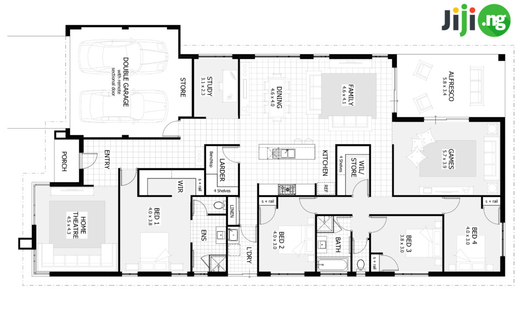 4 Bedroom Bungalow House Plans In Nigeria Jiji Blog - Floor Plan 4 Bedroom House Plans In Nigeria
