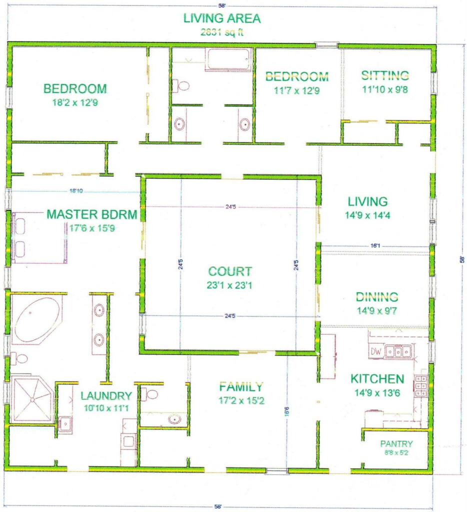 Central Courtyard House Plans Maximizing Space And Privacy House Plans - 5 Bedroom House Floor Plans With Interior Courtyards
