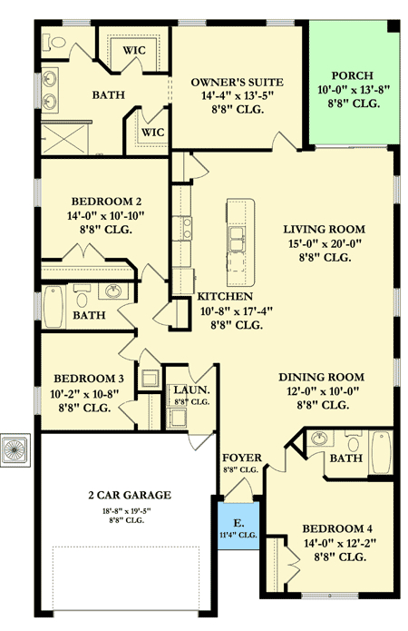 Four Bedroom One Story House Plan 82055KA Architectural Designs  - Four Bedroom Single Floor House Plans