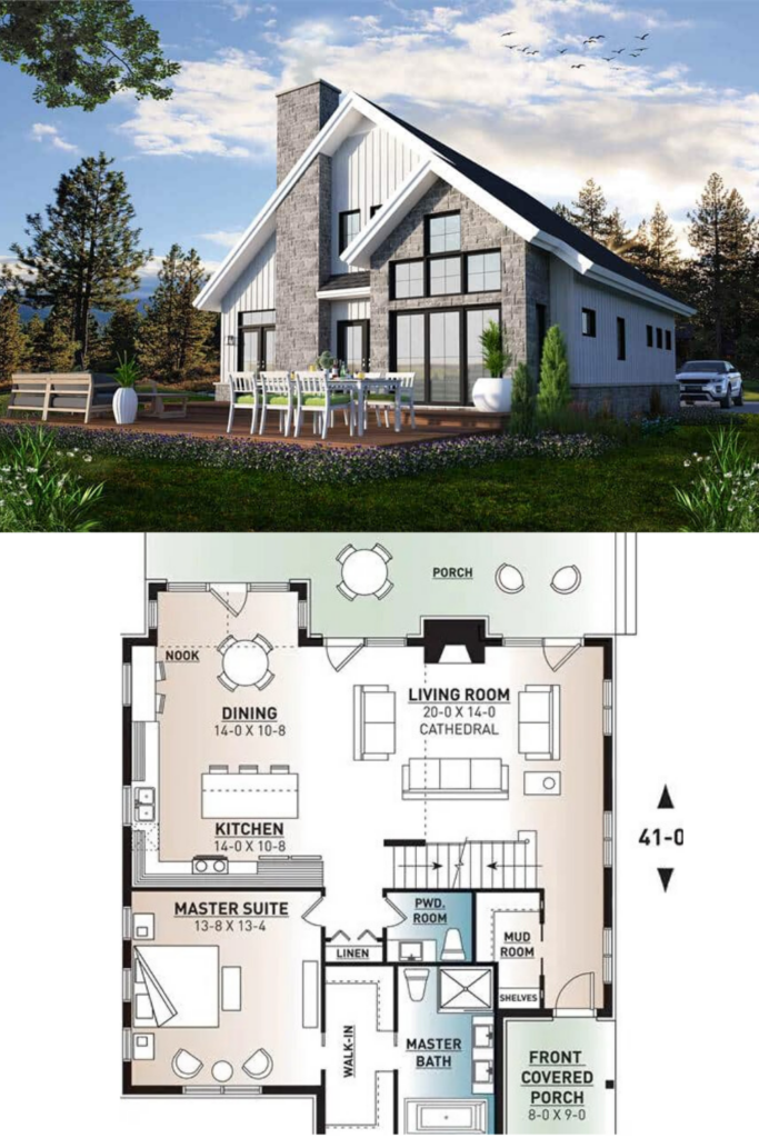 Quaint 3 Bedroom 2 Story Cottage Ideal For Lake Setting Floor Plan  - 3 Bedroom Lake House Floor Plans