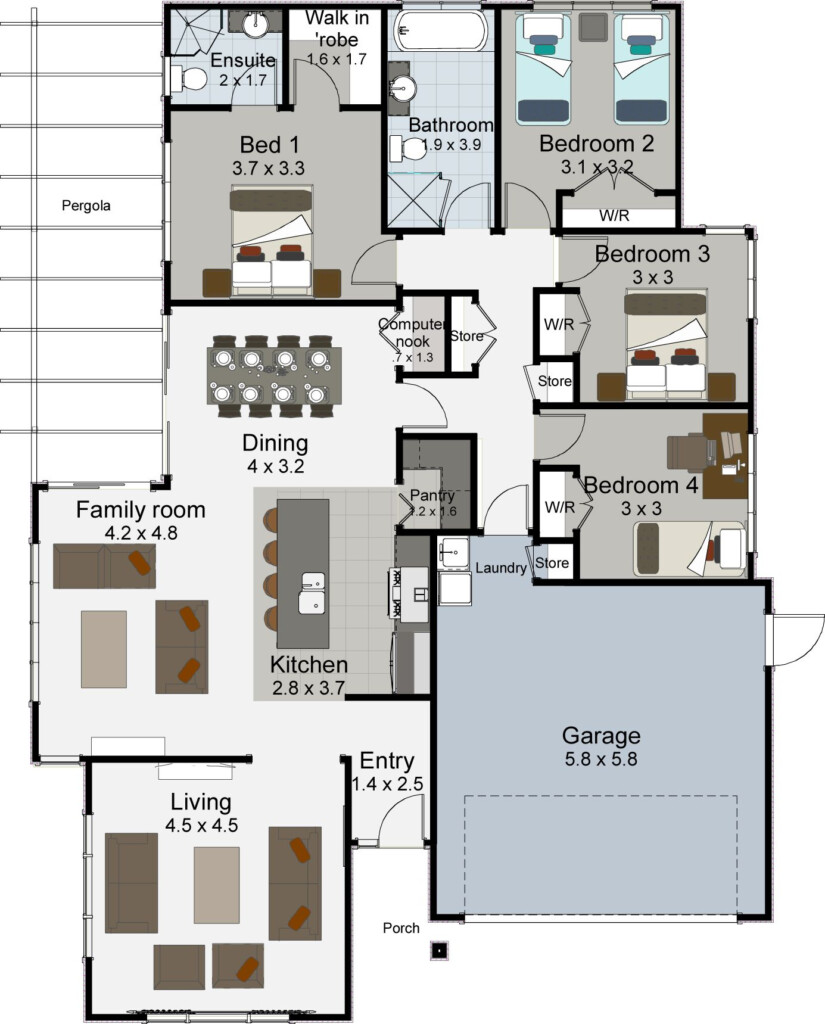 Tempo 4 Bedroom House Plan Landmark Homes Builders NZ Bungalow House  - 4 Bedroom House Floor Plans Nz
