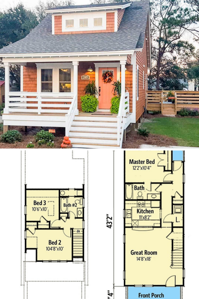 Two Story 3 Bedroom Bungalow Home Floor Plan Small Cottage House  - House Floor Plan 3 Bedroom Two Storey